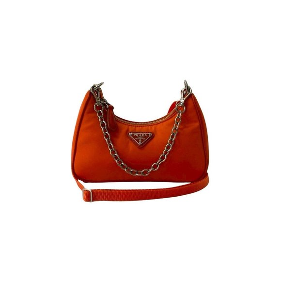 PRADA Prada Triangle Logo Metal Hardware Nylon 2-Way Chain Mini Handbag Shoul... - Picture 1 of 9
